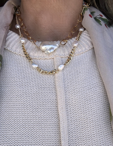 Chunky Pearl and Chain Necklace