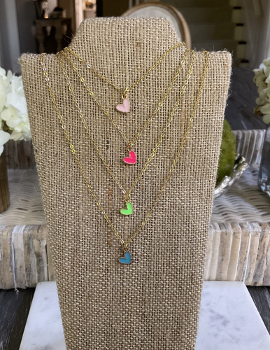 Small Enamel Heart Necklace
