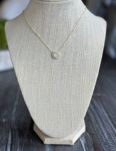 Halo Bezeled CZ Necklace